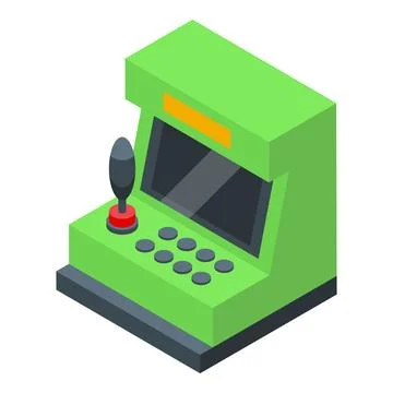Green arcade game machine standing on white background Stock Illustration