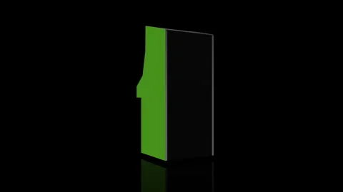 Green Arcade Machine turns on itself - loop animation - black background Video stock 255458318