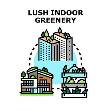 Green architecture creating sustainable urban and residential environments Stock Illustration