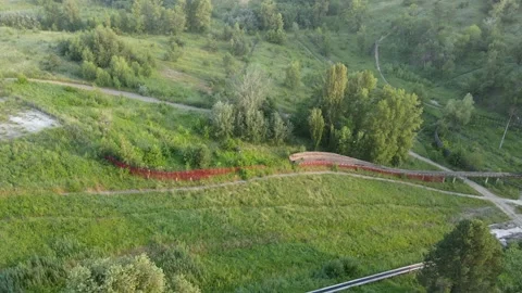 Green area, the old bobsleigh slide aerial drone view Vidéo 230706645