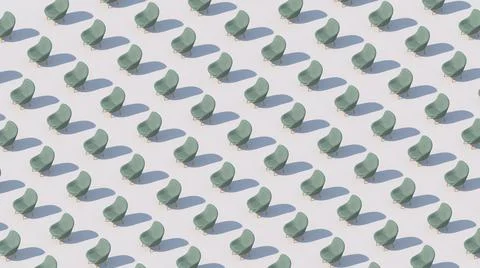 Green armchair pattern. White background. Abstract illustration, 3d render. Stock Illustration