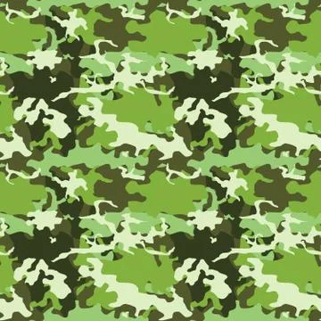 Green army camo vector texture - seamless military fashion pattern. Stock Illustration