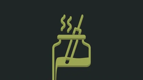 Green Aroma diffuser icon isolated on black background. Glass jar different with Stock Footage 235604276