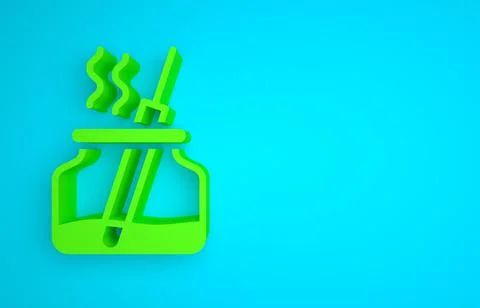 Green Aroma diffuser icon isolated on blue background. Glass jar different with Stock Illustration