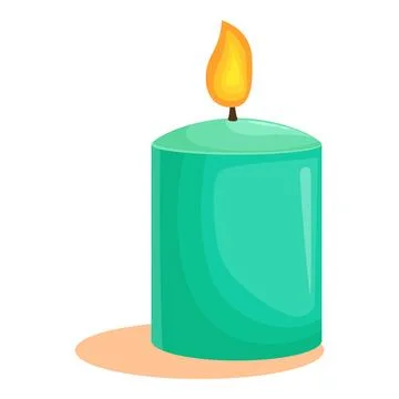 Green aromatic candle burning with bright flame Stock Illustration