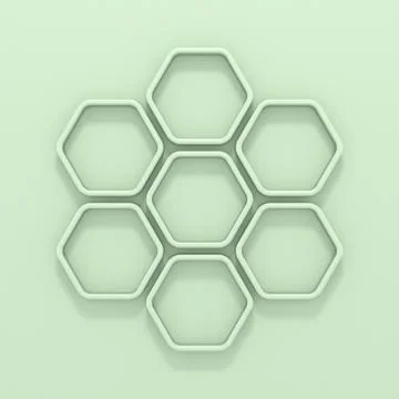 Green arranged hexagon segments 3D Illustrazione stock