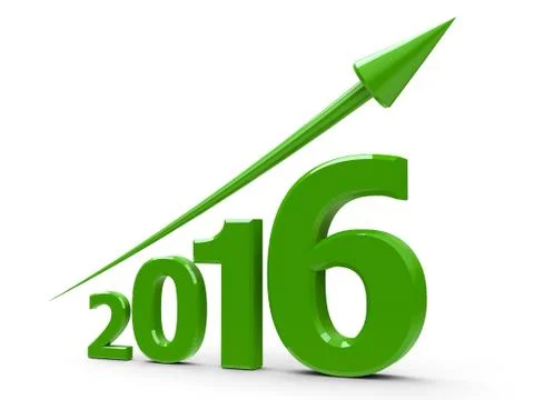 Green arrow up with 2016 Stock Illustration