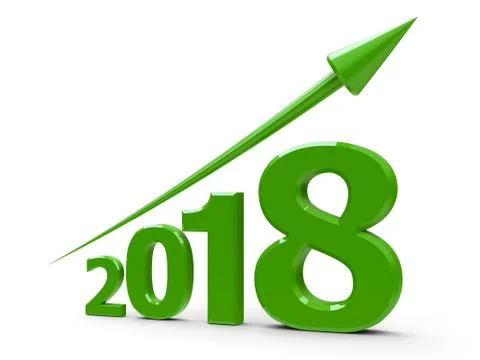 Green arrow up with 2018 Stock Illustration