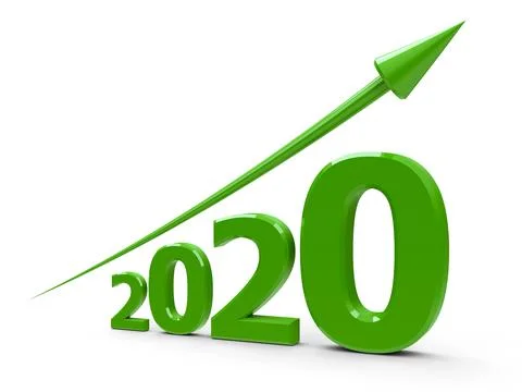 Green arrow up with 2020 Stock Illustration