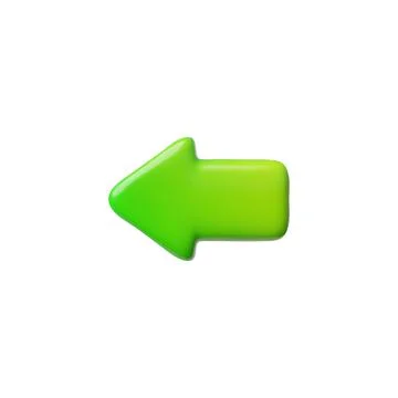 Green arrow 3D vector icon, cartoon glossy left direction pointer, computer.. Stock Illustration