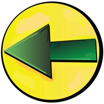 Green arrow in bubble pointing left Stock Illustration