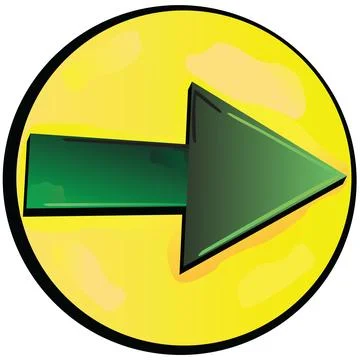 Green arrow in bubble pointing right Stock Illustration