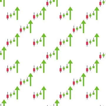 Green Arrow with Candlestick Chart vector Trading and Investment seamless p.. Illustrazione stock