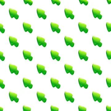 Green arrow cursor seamless pattern on white background Illustrazione stock
