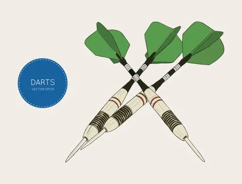 Green arrow darts. sketch vector. Stock Illustration
