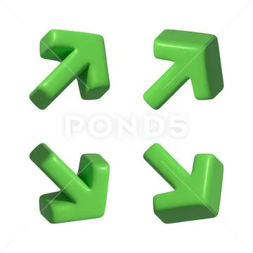Green arrow in different side virtual modern 3d render shiny glossy texture Modèle PSD