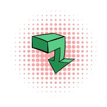 Green arrow icon, comics style Stock Illustration