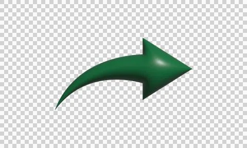 Green arrow icon pointing right. Curved direction symbol for navigation and.. Stock Illustration