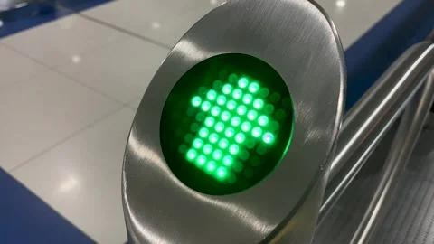 Green arrow of LED indicators indicating the direction of movement Stock Footage 241094061