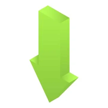 Green arrow map icon, isometric style Stock Illustration