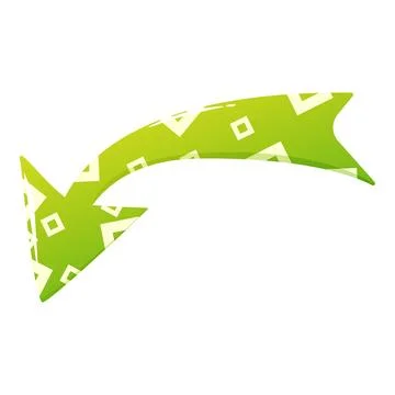 Green arrow pointing down left with geometric pattern Stock Illustration