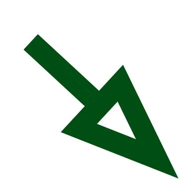 A green arrow pointing down on the right side. Speech bubble for web and ap.. Stock Illustration