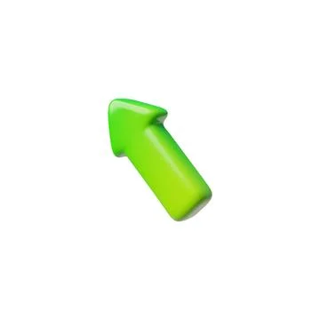 Green arrow pointing up left diagonal cursor 3d cartoon plastic style icon. V Ilustração Stock