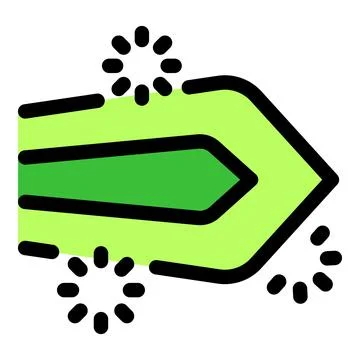 Green arrow pointing right with loading symbol rotating around it Ilustración de archivo