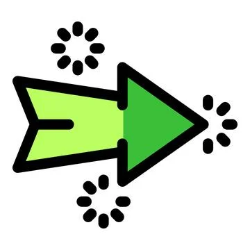 Green arrow pointing right with loading symbol rotating around it Stock Illustration