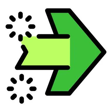 Green arrow pointing right with loading symbol representing data transfer Stock Illustration