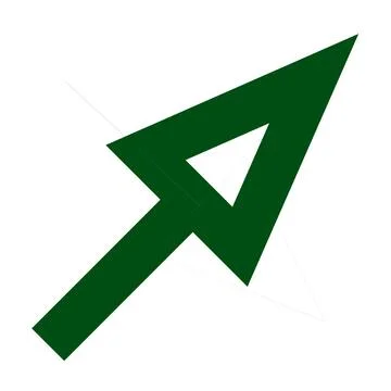 A green arrow pointing up to the right. Speech bubble for web and apps. Ico.. Illustrazione stock