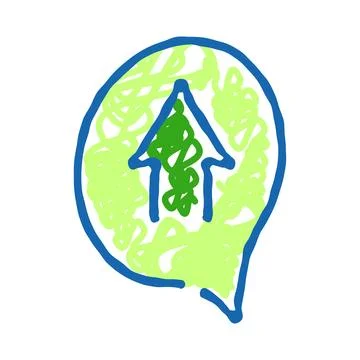 Green arrow pointing up in speech bubble 스톡 일러스트