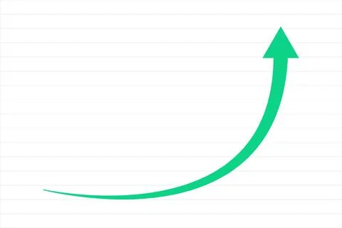 A green arrow pointing upwards, It is on a white background, The arrow is c.. Stock Illustration