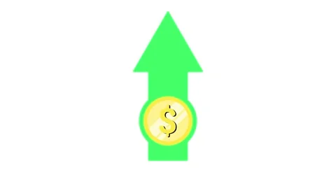 Green arrow points upward, symbolizing growth Stock Footage 347200129