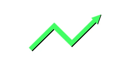 Green arrow points upward on white background. Stock Footage 347886752