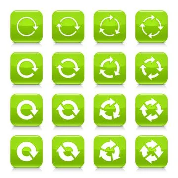 Green arrow repeat sign square icon web button Stock Illustration