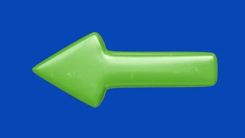 Green arrow shapes moving in a loop against bright blue chromakey background Stock Footage 321006943