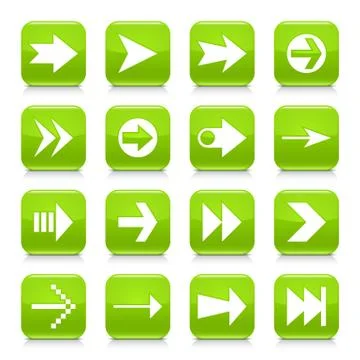 Green arrow sign rounded square icon web button Illustrazione stock