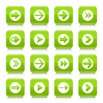 Green arrow sign rounded square icon web button Illustrazione stock