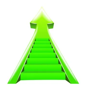 Green arrow up with staircase steps vector illustration Ilustración de archivo