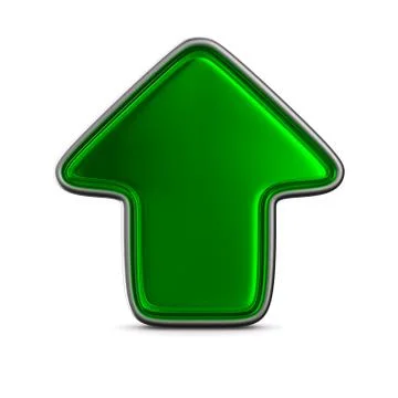 Green arrow on white background. Isolated 3D illustration 스톡 일러스트