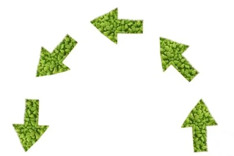 Green arrows note below half circle Stock Photos