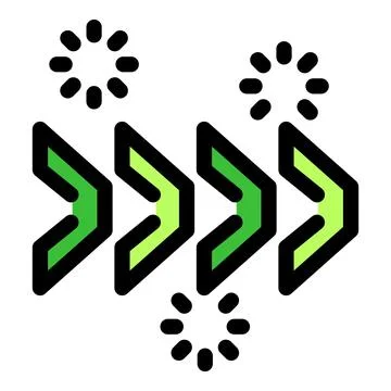 Green arrows pointing to the right symbolize fast forward action, accompanied Stock Illustration
