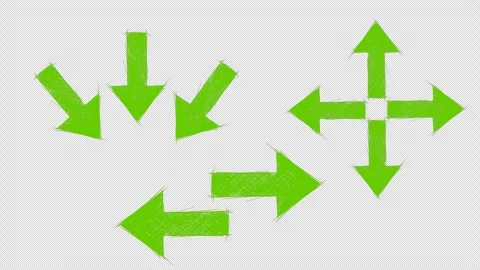 Green arrows positions line boiling effect animation Stock Footage 347614445