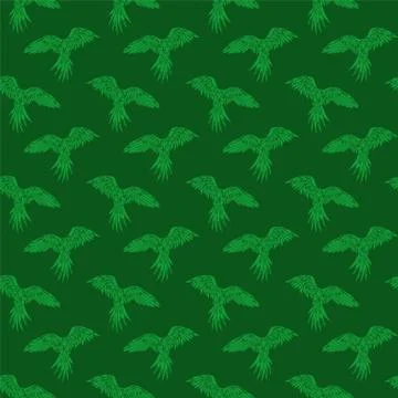 Green art with seamless pattern with parrots Stock Illustration