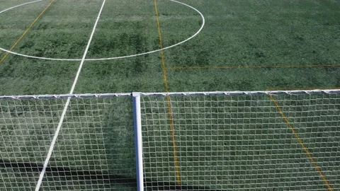 Green artificial grass turf soccer football field background. Top view Stock Footage 161728629