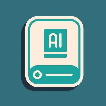Green Artificial intelligence AI icon isolated on green background. Machine.. Stock Illustration