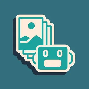 Green Artificial intelligence robot icon isolated on green background. Machine Stock Illustration