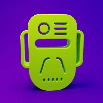 Green Artificial intelligence robot icon isolated on purple-blue background.. Stock Illustration