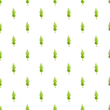 Green arugula leaves form a repeating pattern on white Stock Illustration